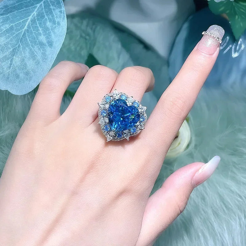 Blue Sky Heart Cut Moissanite Diamonds 18k White Gold Luxury Engagement Ring-Mix MIx Style