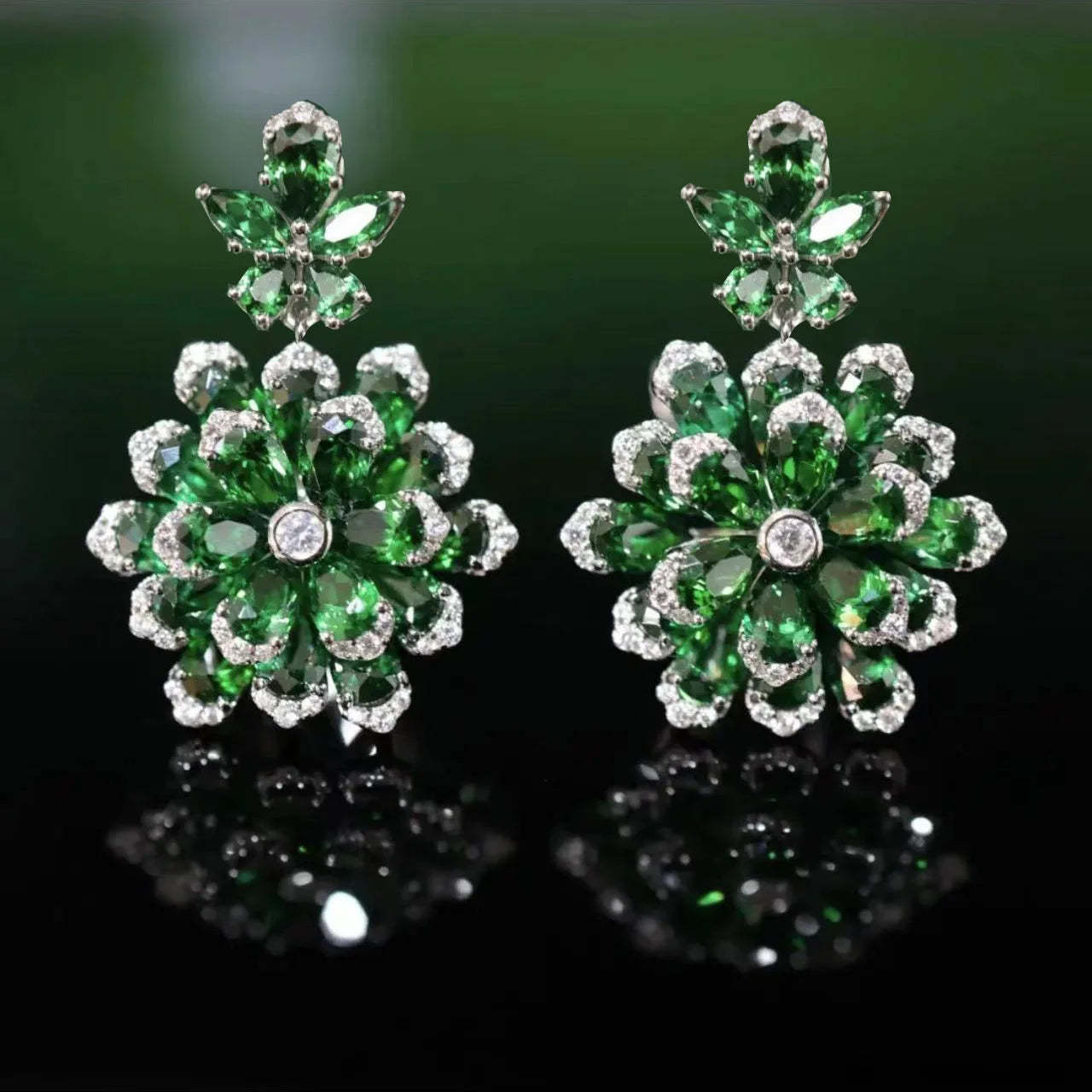 Vintage Flower Moissanite Diamond Sapphire Gemstone Ring/Necklace/Earrings Jewelry Sets | Mix Mix Style [Hot Seller]-Mix MIx Style