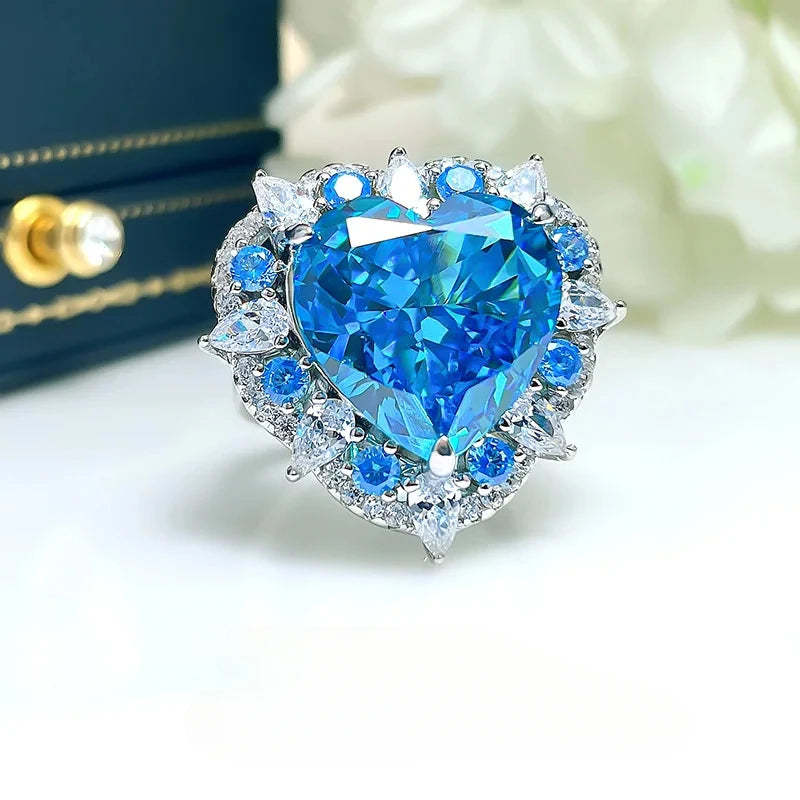 Blue Sky Heart Cut Moissanite Diamonds 18k White Gold Luxury Engagement Ring-Mix MIx Style