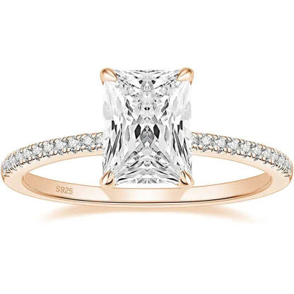 Dainty White Radiant Cut Moissanite Diamonds 18k White Vermeil Gold Luxury Engagement Ring | Mix Mix Style-Mix MIx Style
