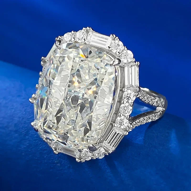 White Luxury Radiant Cut Moissanite Diamond 18k White Gold Wedding Engagement Ring-Mix MIx Style