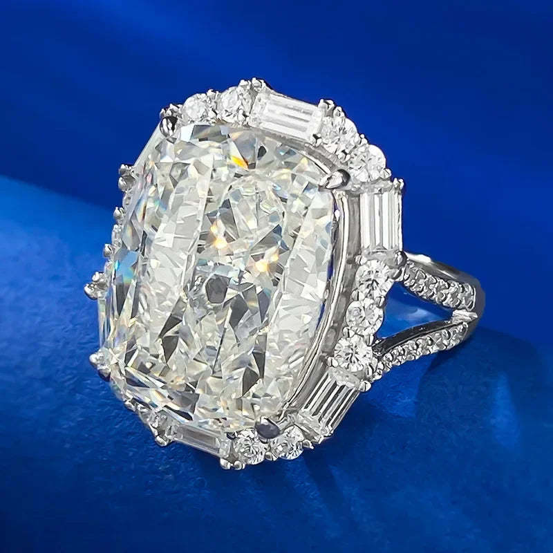 White Luxury Radiant Cut Moissanite Diamond 18k White Gold Wedding Engagement Ring-Mix MIx Style