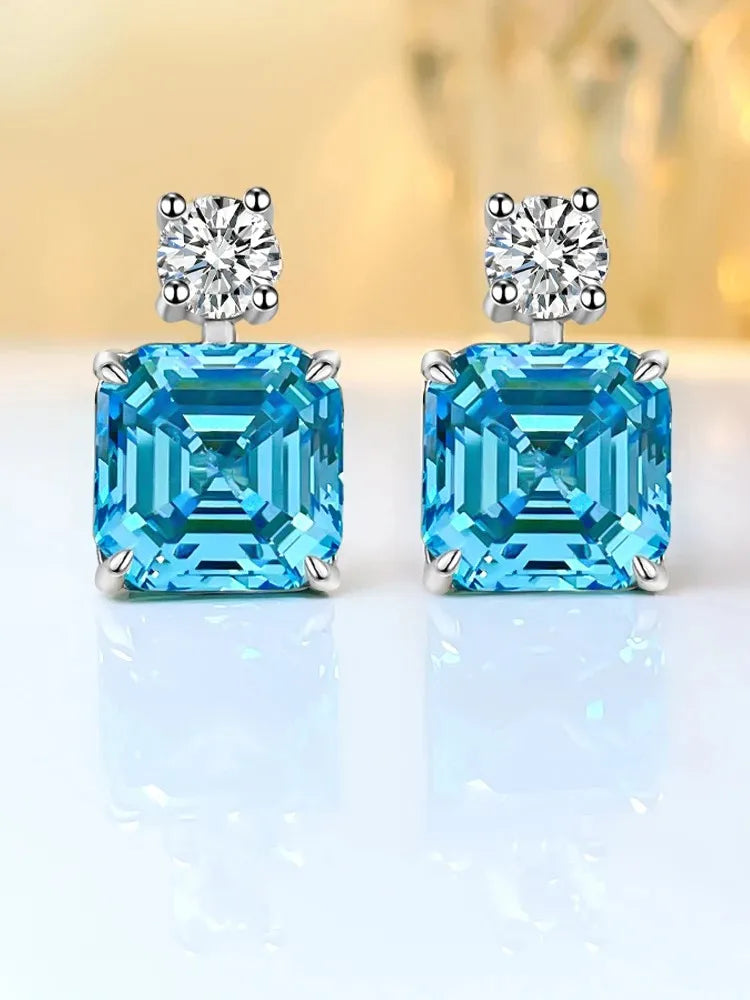Moissanite Diamond Yellow Asscher Shaped Earrings For Women Mix Mix Style [Hot Seller]-Mix MIx Style
