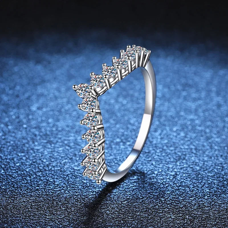 Moissanie Diamonds 18k White Gold Plated V-Shaped Tail Ring | Mix Mix Style [Hot Seller]-Mix MIx Style