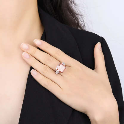 Pink Solitarie Cushion Cut Moissanite Diamonds 18k White Gold Luxury Engagement Ring-Mix MIx Style