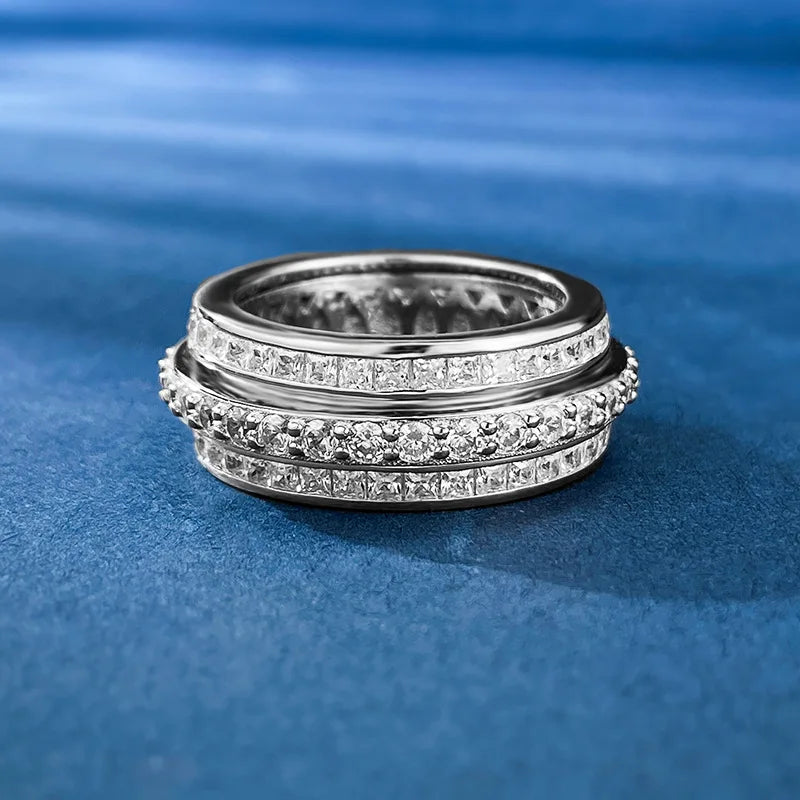 Eternity Emerald Ruby Diamond Ring 100% Real 925 Sterling Silver Party Wedding Band Rings for Women Bridal Engagement Jewelry