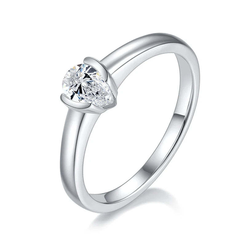 Solitaire Diamond 0.5CT Pear Moissanite 18k White Gold Plated Ring | Mix Mix Style [Hot Seller]-Mix MIx Style