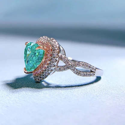 Green Luxurious Heart Cut Moissanite Diamonds 8mm 18k White Gold Engagement Ring-Mix MIx Style