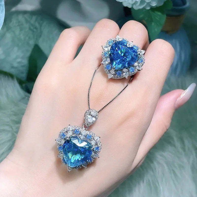 Blue Sky Heart Cut Moissanite Diamonds 18k White Gold Luxury Engagement Ring-Mix MIx Style