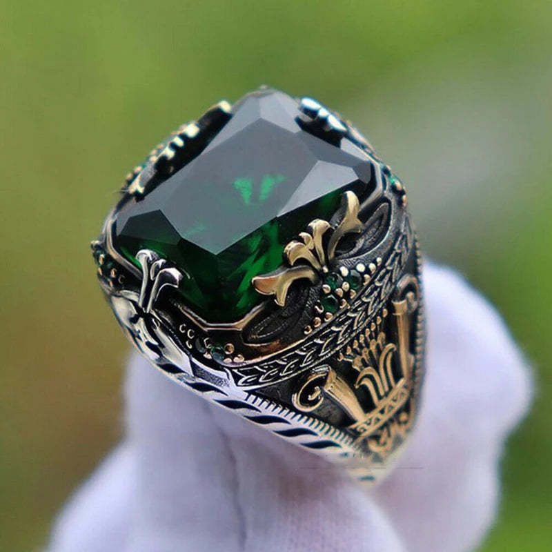 Retro Timeless Emerald Cut Moissanite Diamond 18k Vermeil Gold Plated Luxurious Ring | Mix Mix Style