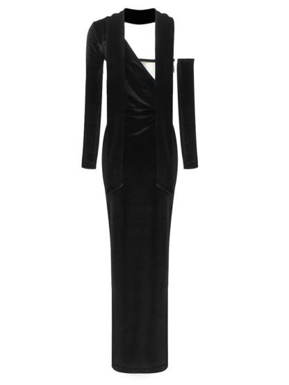 Black One-Shoulder Velvet Corset Maxi Dress | Mix Mix Style [Hot Seller]-Mix MIx Style