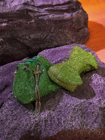 Sherah Crystal Bow Bag In Green Handbags & Evening Bags | Mix Mix Style [Hot Seller]-Mix MIx Style