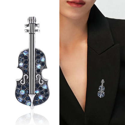 Shiny violin brooch unisex classic diamond instrument brooch gift | Mix Mix Style [Hot Seller]-Mix MIx Style