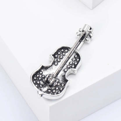 Shiny violin brooch unisex classic diamond instrument brooch gift | Mix Mix Style [Hot Seller]-Mix MIx Style