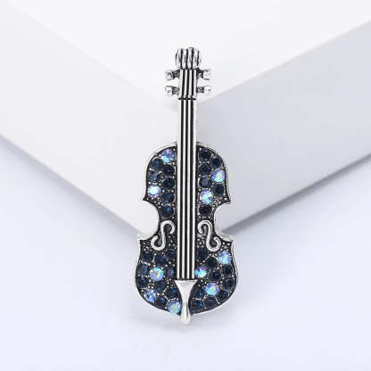 Shiny violin brooch unisex classic diamond instrument brooch gift | Mix Mix Style [Hot Seller]-Mix MIx Style