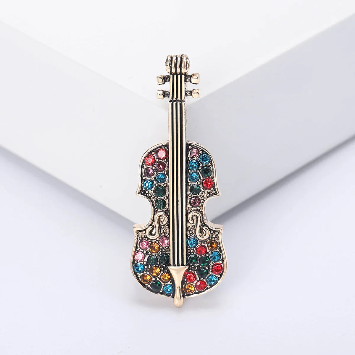 Shiny violin brooch unisex classic diamond instrument brooch gift | Mix Mix Style [Hot Seller]-Mix MIx Style