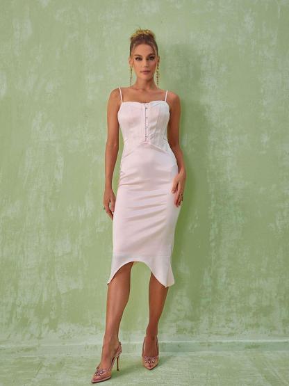 Pink Blush Spaghetti Midi Dress | Mix Mix Style [Hot Seller]-Mix MIx Style