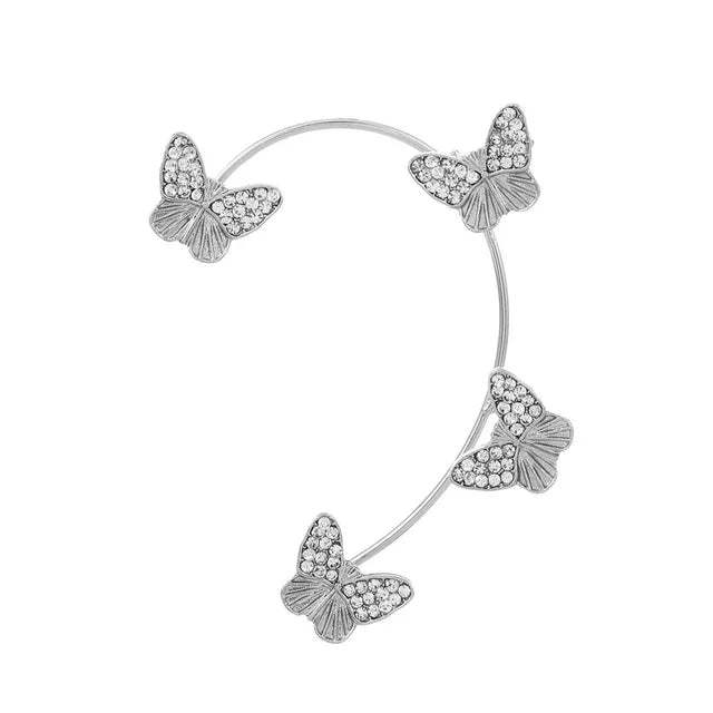 Rotating Flower Butterfly Earrings Niche Design 18k White Gold Plated Rotatable Earrings Non-Pierced Earrings Jewelry Mix Mix Style [Hot Seller]-Mix MIx Style