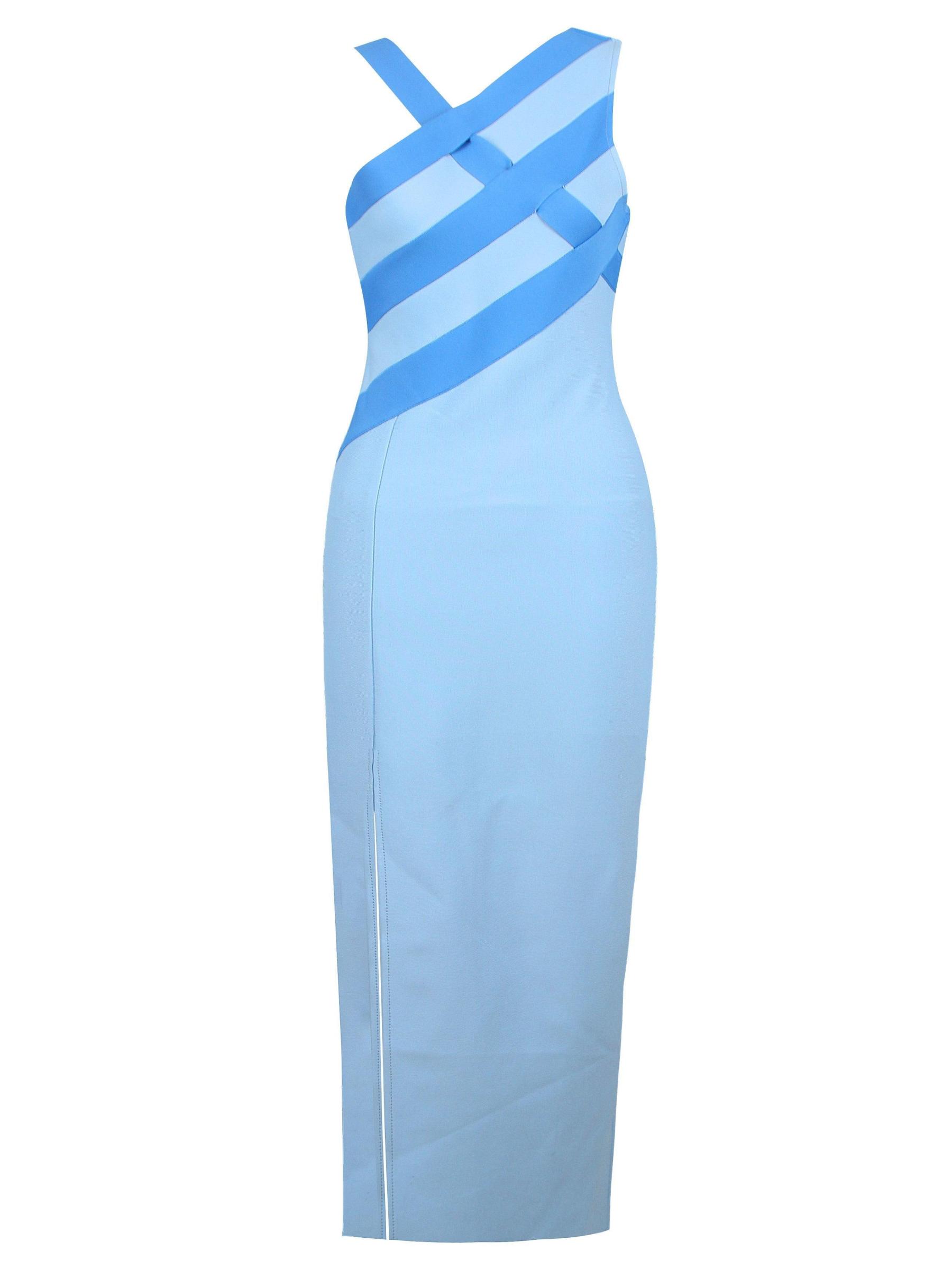 Skyler Blue Asymmetrical Bandage Dress-Mix MIx Style