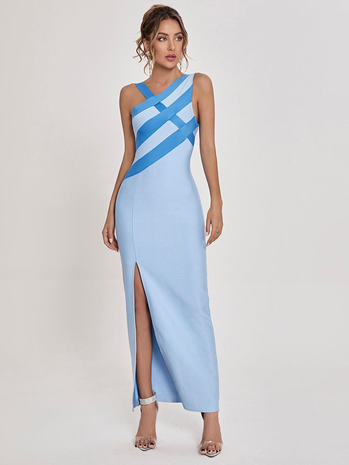 Skyler Blue Asymmetrical Bandage Dress-Mix MIx Style