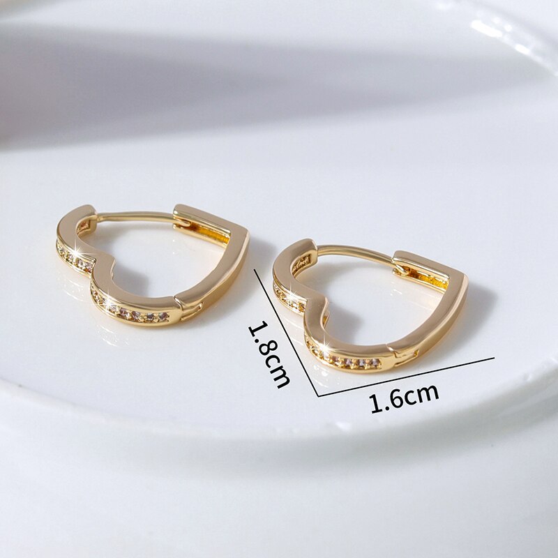 Small Heart Hoop 18k Gold Plated & 925 Sterling Silver Moissanite Diamonds Earrings | Mix Mix Style [Hot Seller]-Mix MIx Style