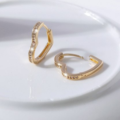 Small Heart Hoop 18k Gold Plated & 925 Sterling Silver Moissanite Diamonds Earrings | Mix Mix Style [Hot Seller]-Mix MIx Style