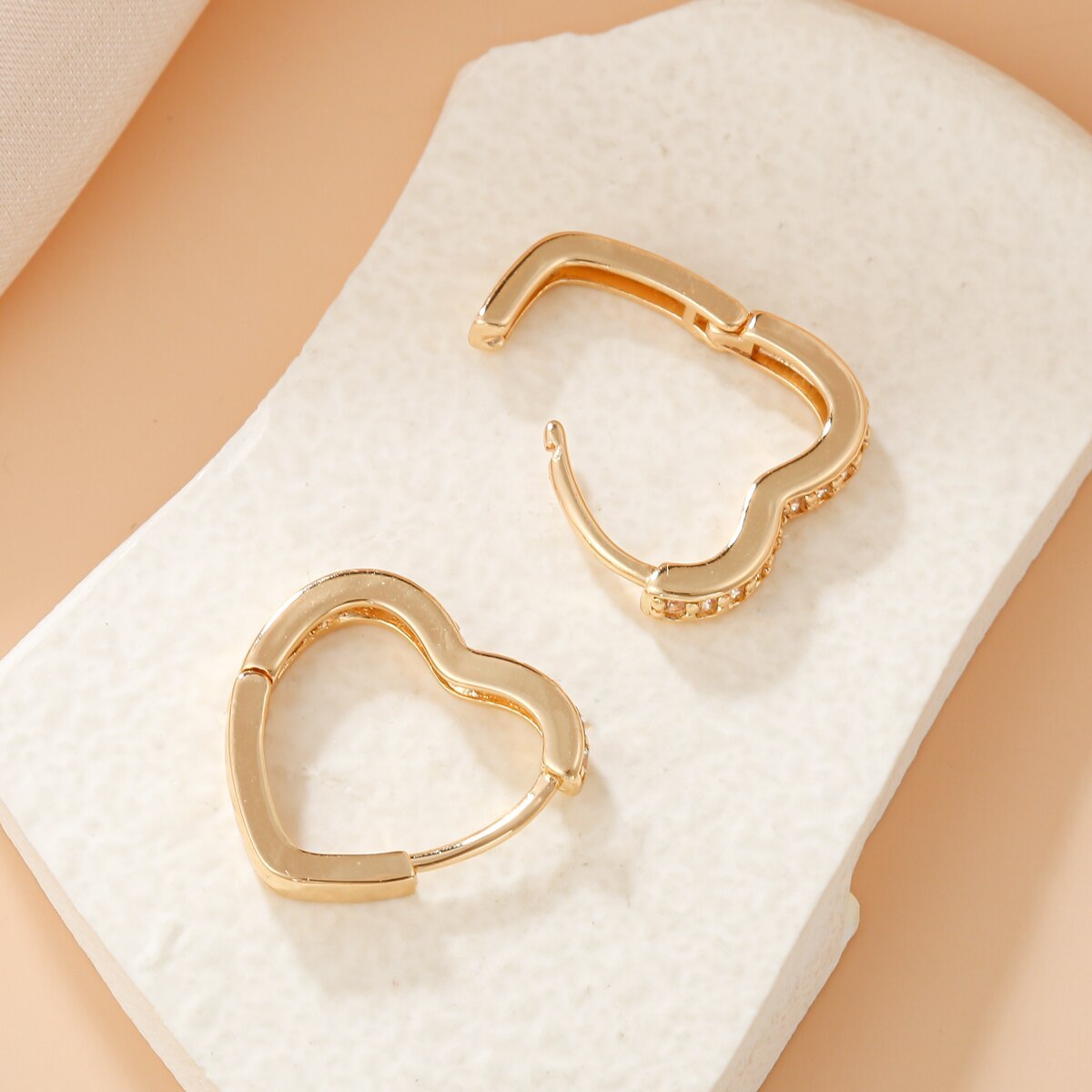 Small Heart Hoop 18k Gold Plated & 925 Sterling Silver Moissanite Diamonds Earrings | Mix Mix Style [Hot Seller]-Mix MIx Style