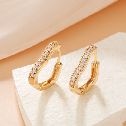 Small Heart Hoop 18k Gold Plated & 925 Sterling Silver Moissanite Diamonds Earrings | Mix Mix Style [Hot Seller]-Mix MIx Style