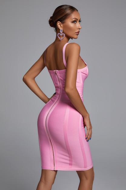 Elegant Midi Pink Dress | Mix Mix Style [Hot Seller]-Mix MIx Style