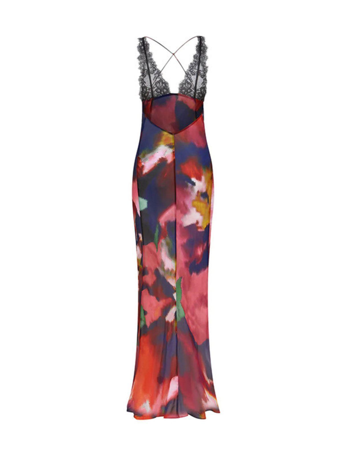Svea Lace Floral Printed Maxi Dress In Red-Mix MIx Style