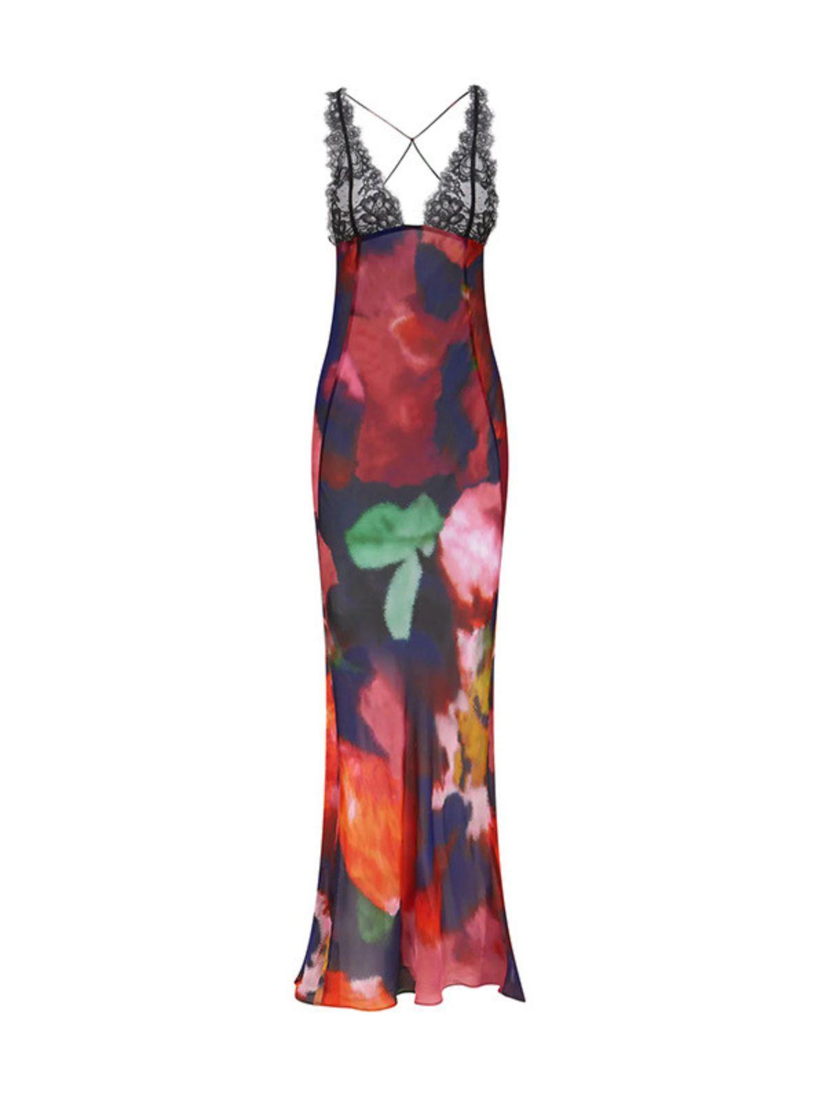 Svea Lace Floral Printed Maxi Dress In Red-Mix MIx Style