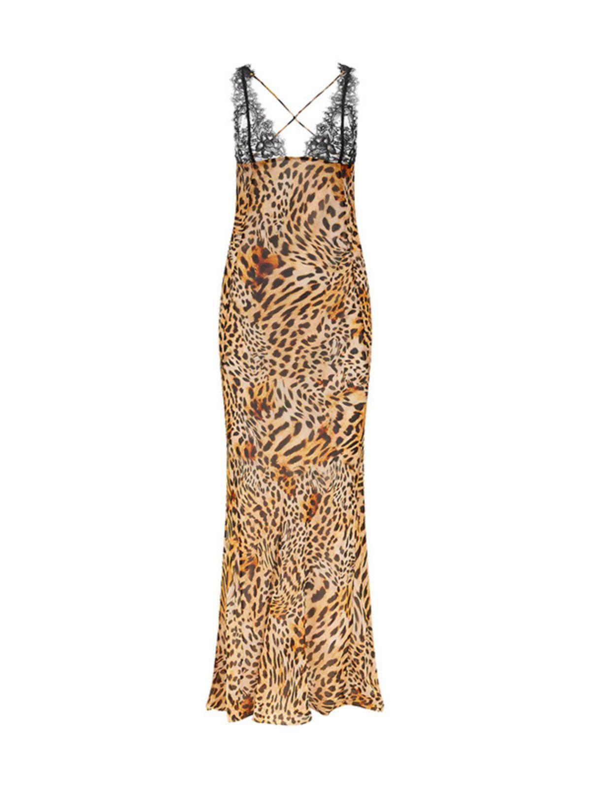 Svea Lace Leopard Printed Maxi Dress-Mix MIx Style