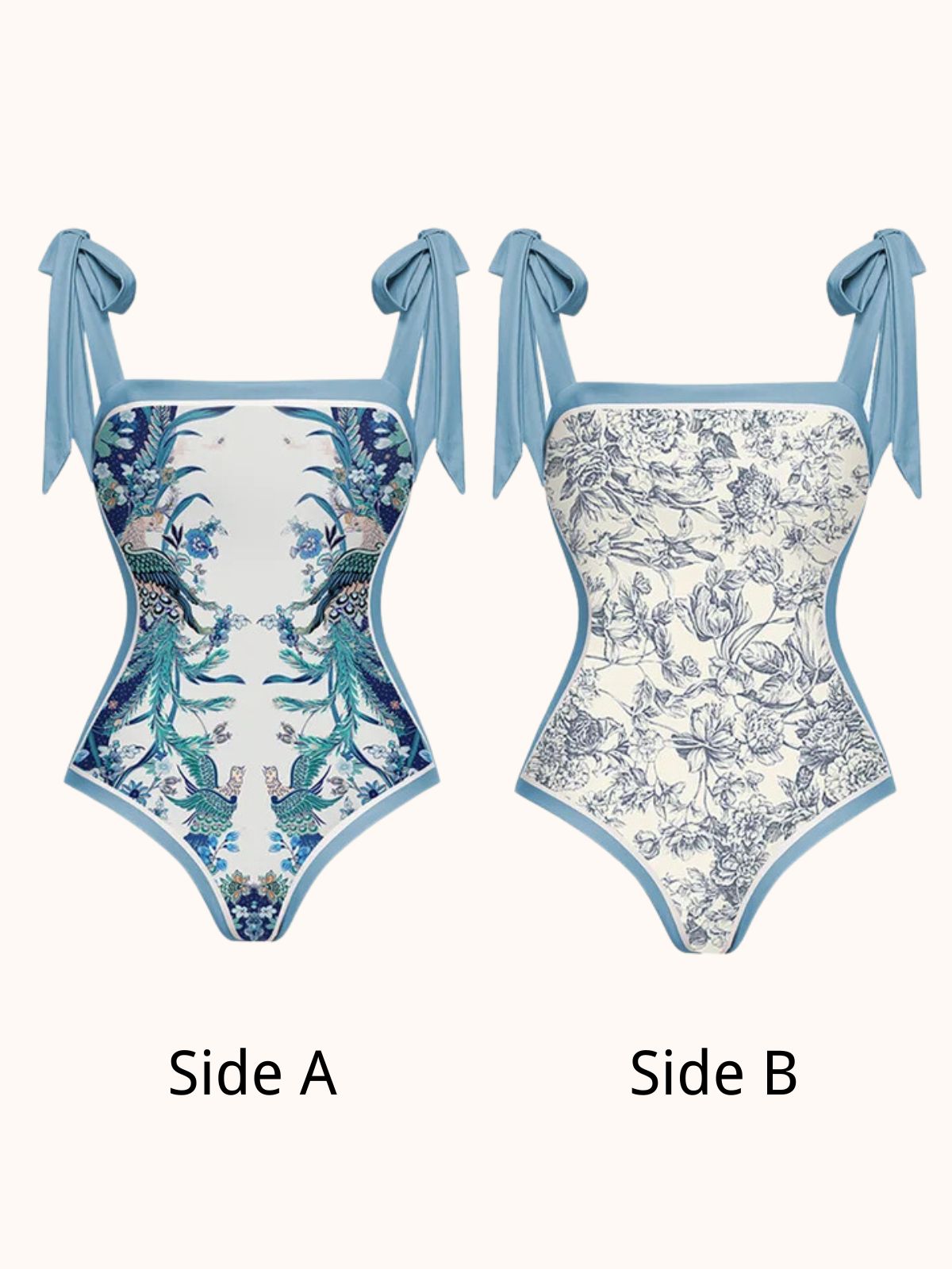 Bow Printed Swimwear Two Piece Set in Blue | Mix Mix Style-Mix MIx Style