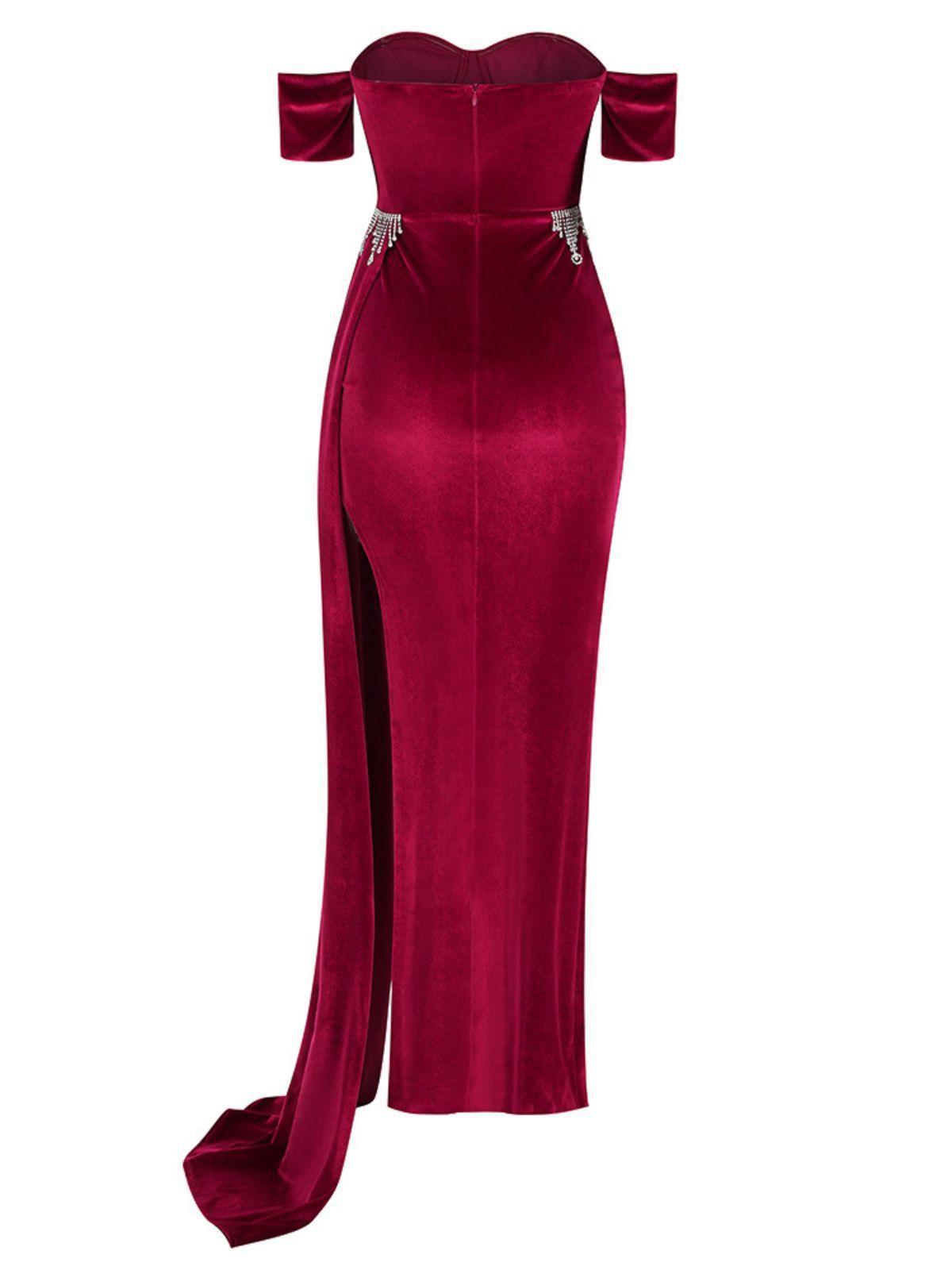 Tanith Off Shoulder Velvet Maxi Dress-Mix MIx Style