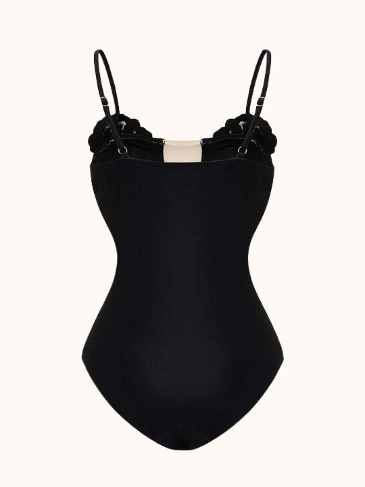 Black V-Neck Crystal One Piece Swimsuit | Mix Mix Style-Mix MIx Style