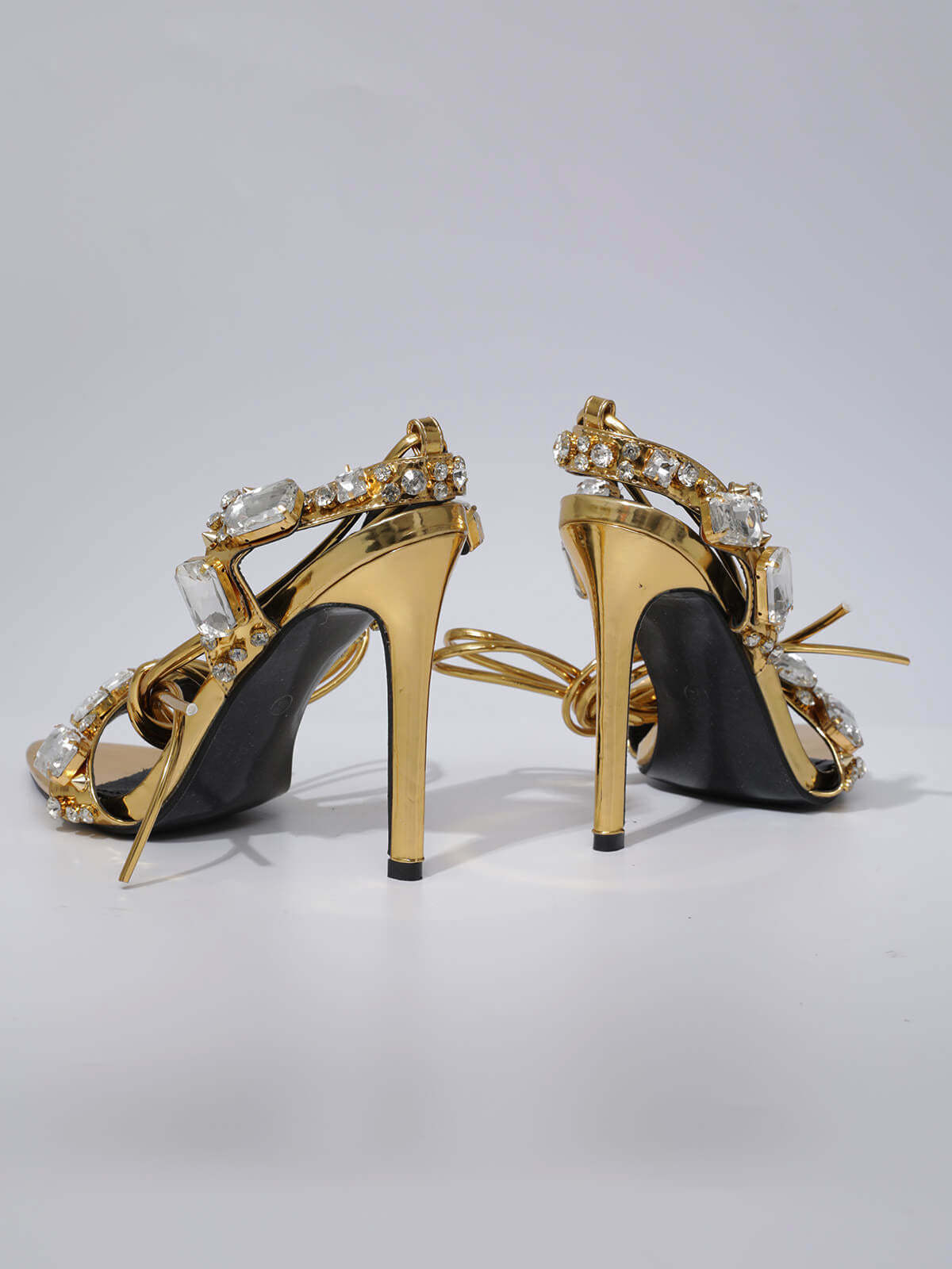 Tempest Crytal Lace Up Heels In Gold-Mix MIx Style