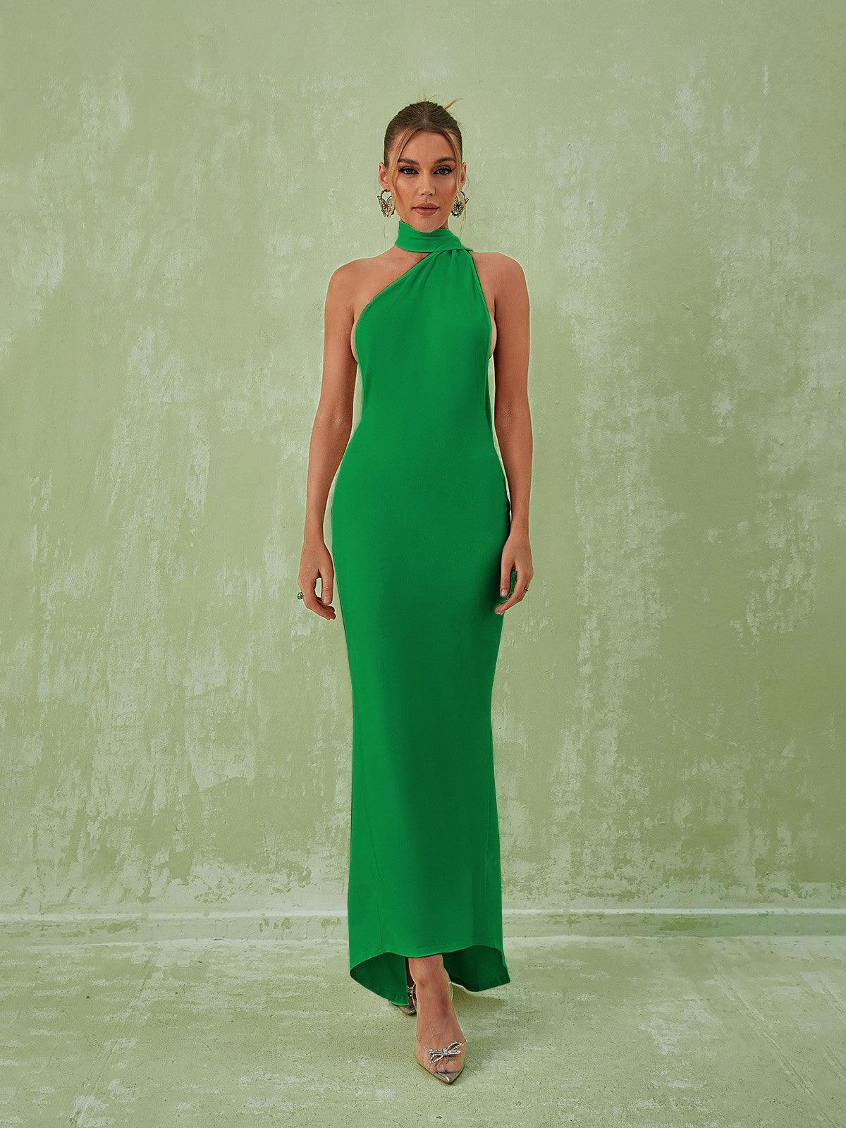 Toula Backless Maxi Dress In Green-Mix MIx Style