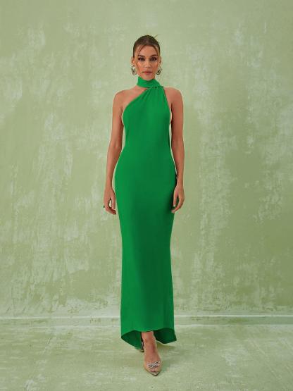 Toula Backless Maxi Dress In Green-Mix MIx Style
