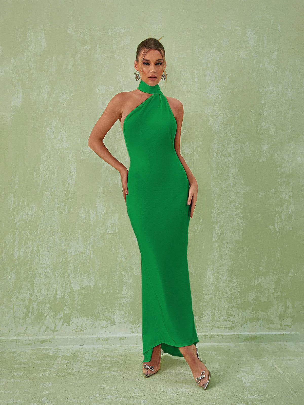 Toula Backless Maxi Dress In Green-Mix MIx Style