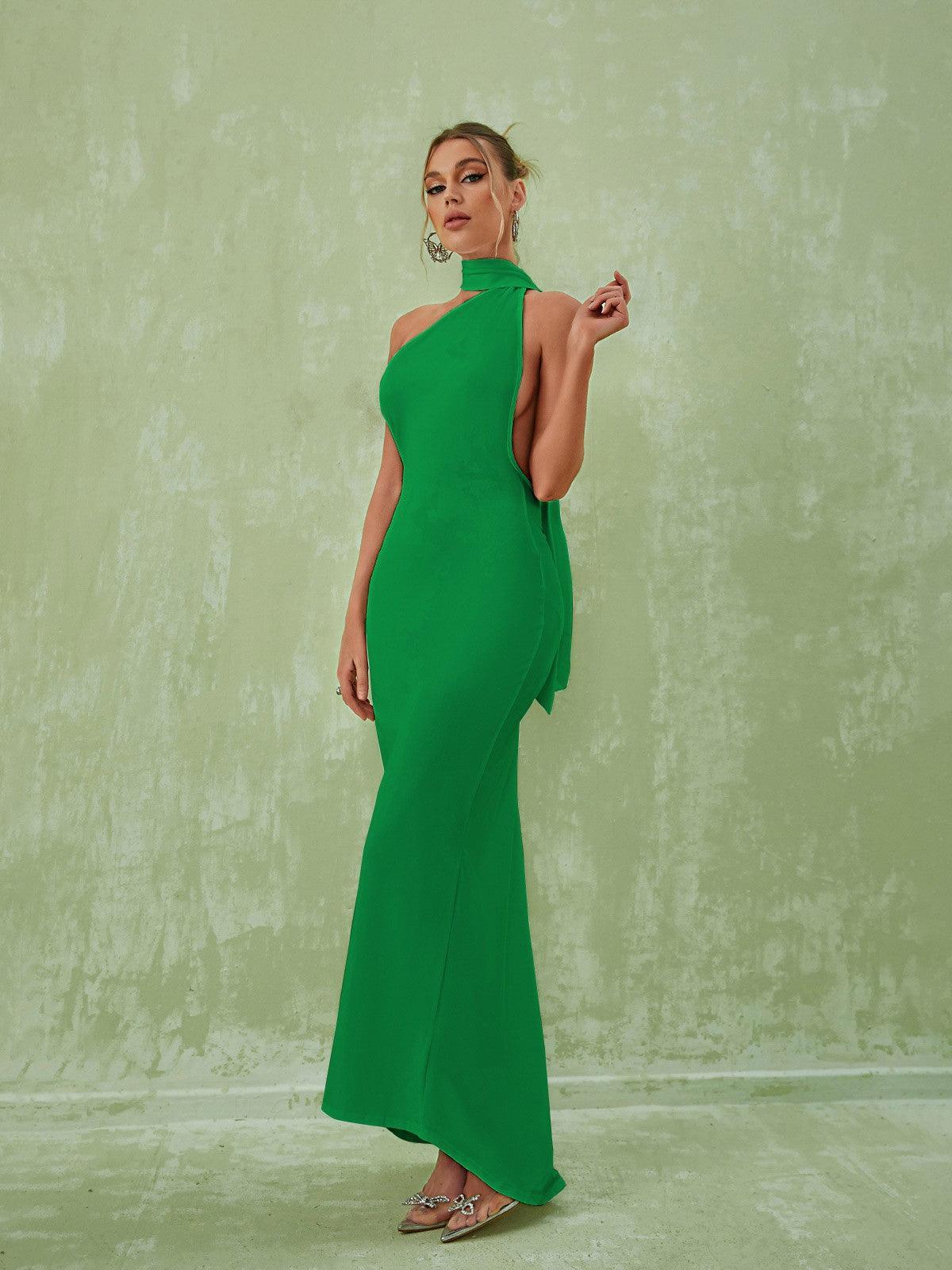 Toula Backless Maxi Dress In Green-Mix MIx Style