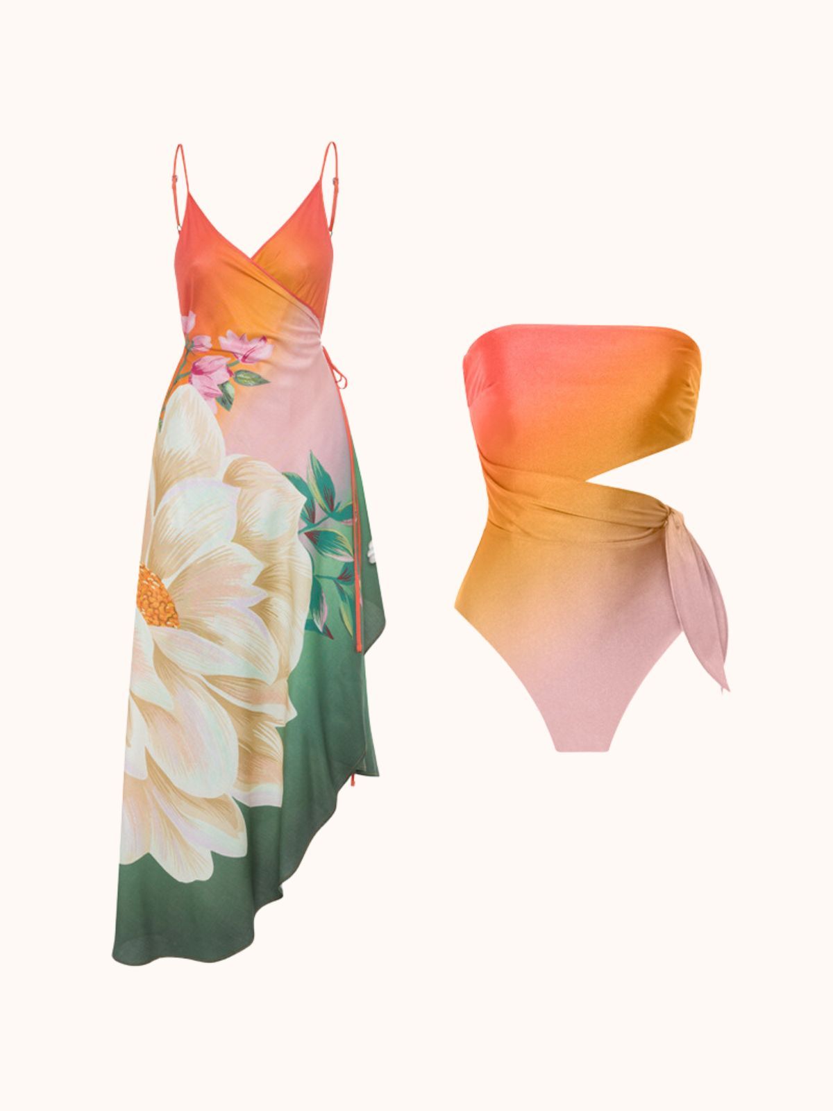 Multicolor Trillian Spaghetti Ombre Swimwear Two Piece Set | Mix Mix Style-Mix MIx Style