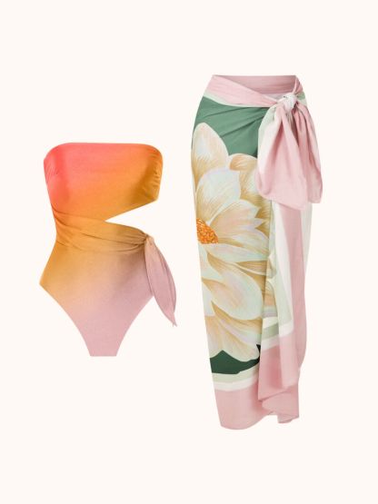 Multicolor Trillian Strapless Ombre Swimwear Two Piece Set | Mix Mix Style-Mix MIx Style