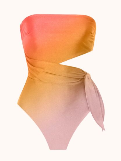 Multicolor Trillian Strapless Ombre Swimwear Two Piece Set | Mix Mix Style-Mix MIx Style