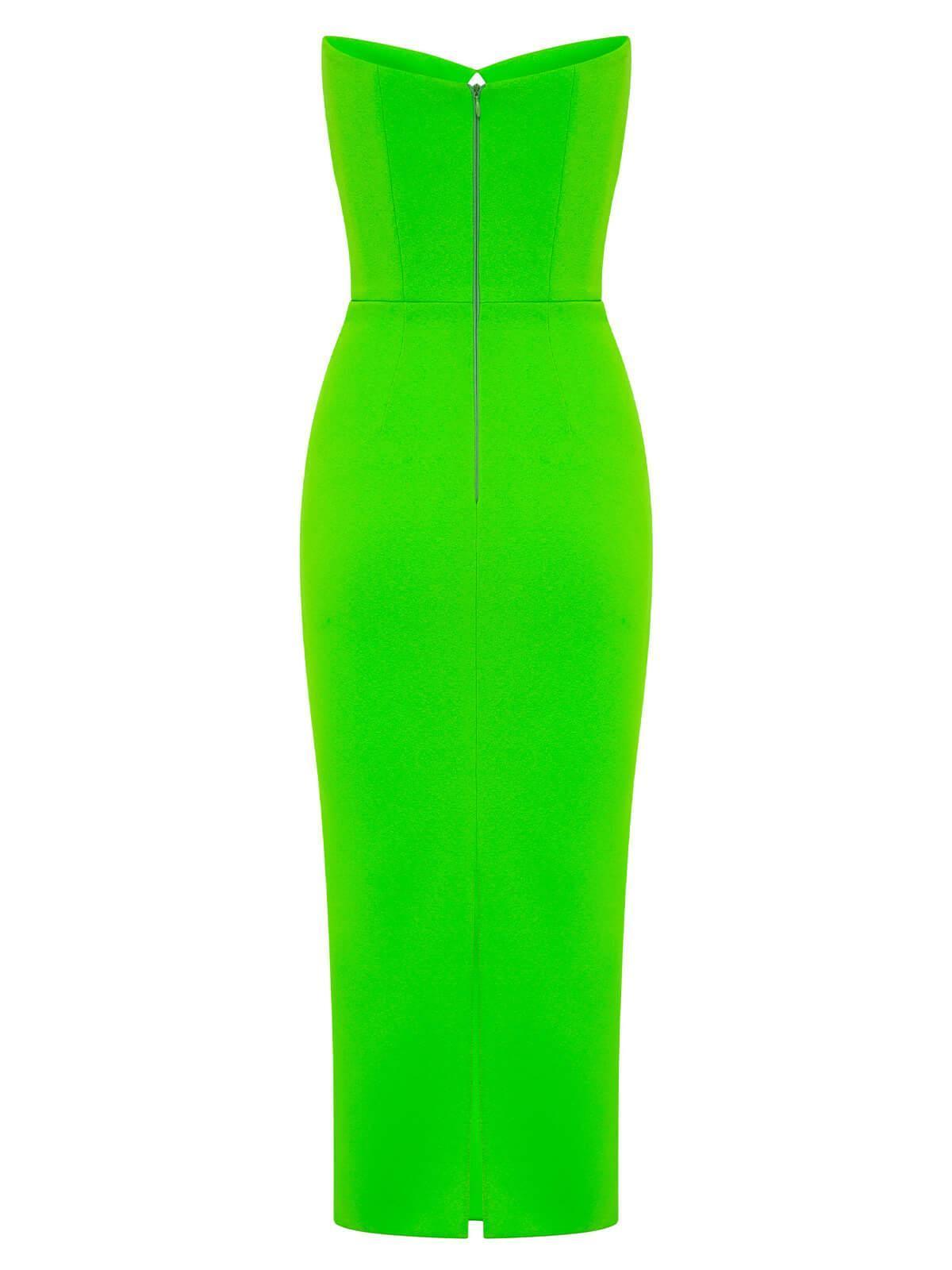 Uma Strapless Cutout Bandage Dress In Green-Mix MIx Style