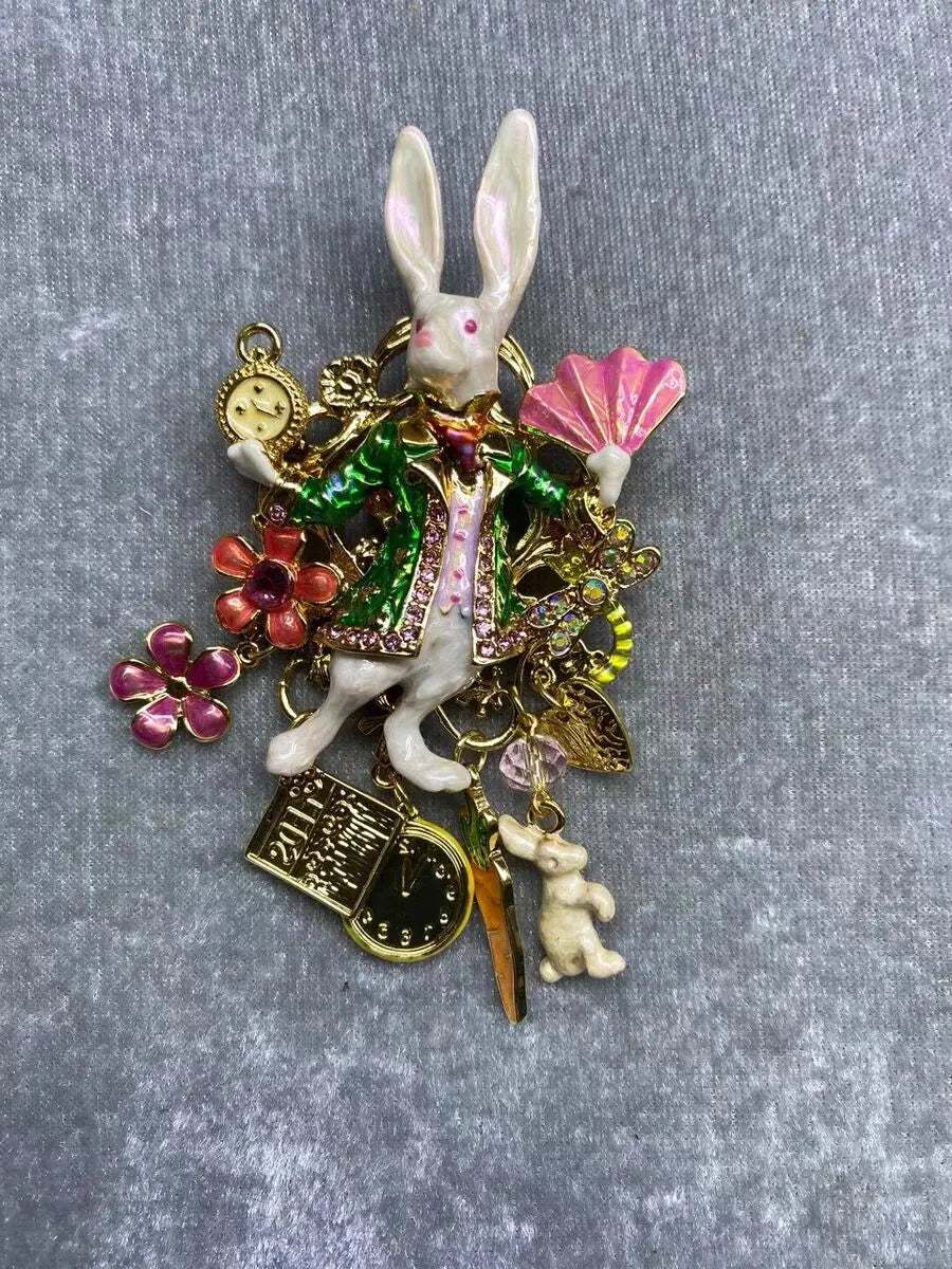 Vintage Colorful Glaze Luchy Happy Rabbit Multicolor Pin brooch  | Mix Mix Style [Hot Seller]-Mix MIx Style