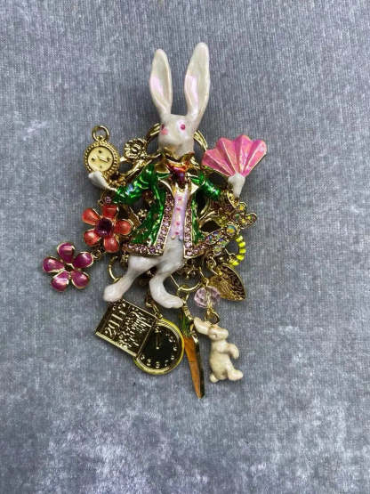 Vintage Colorful Glaze Luchy Happy Rabbit Multicolor Pin brooch  | Mix Mix Style [Hot Seller]-Mix MIx Style