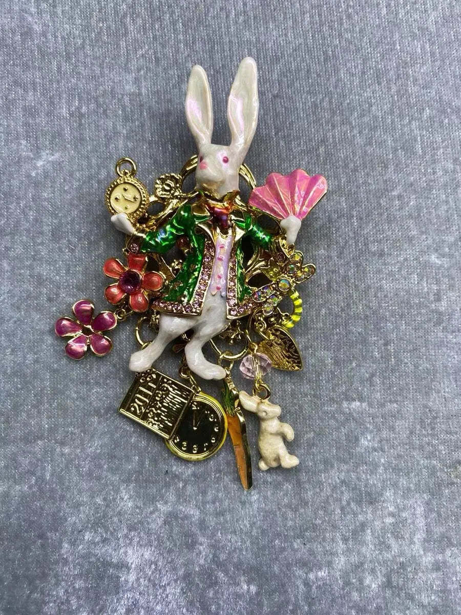 Vintage Colorful Glaze Luchy Happy Rabbit Multicolor Pin brooch  | Mix Mix Style [Hot Seller]-Mix MIx Style
