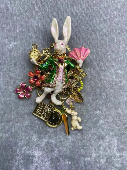 Vintage Colorful Glaze Luchy Happy Rabbit Multicolor Pin brooch  | Mix Mix Style [Hot Seller]-Mix MIx Style