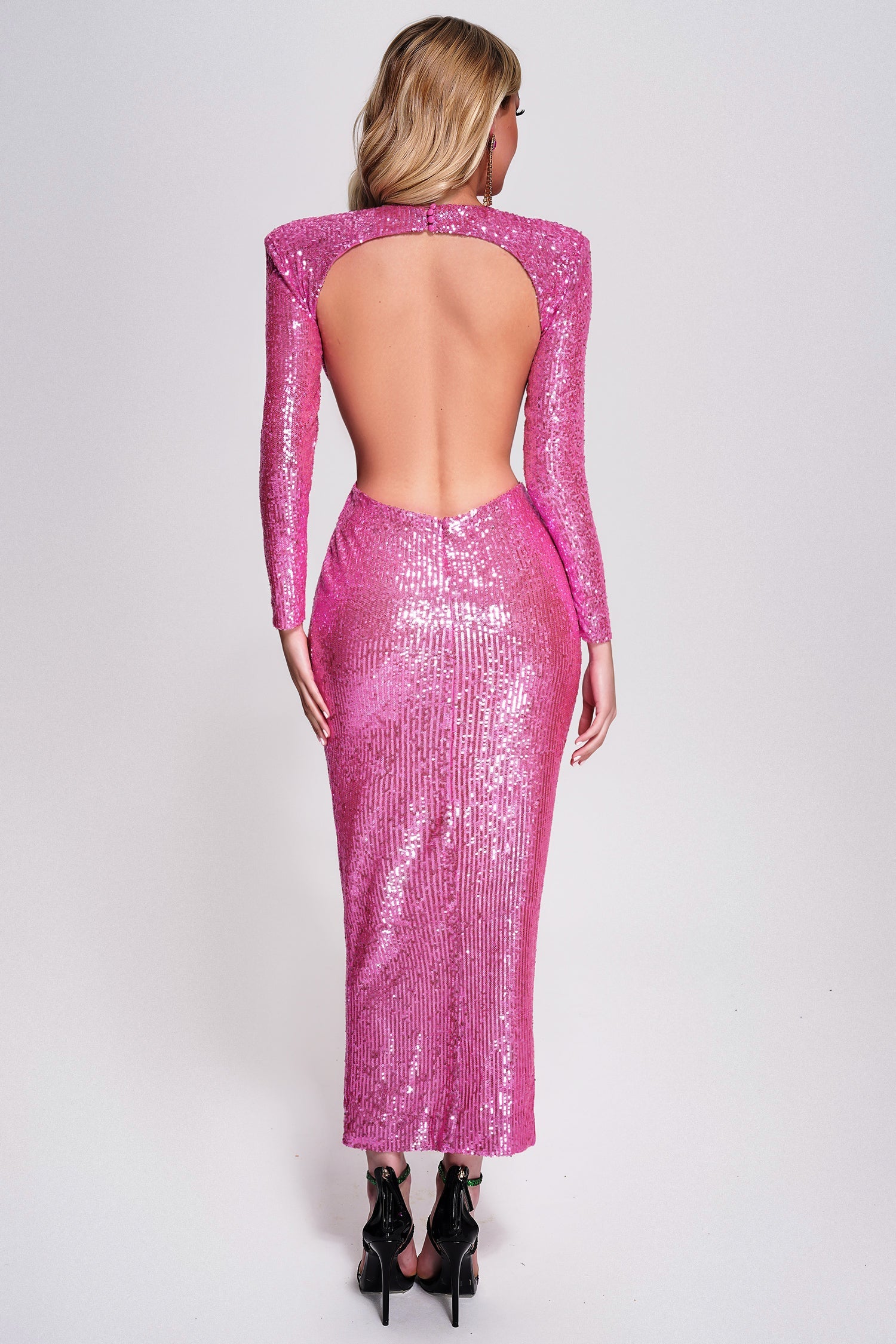 Venaa Sequin Cutout Maxi Dress - Pink-Mix MIx Style