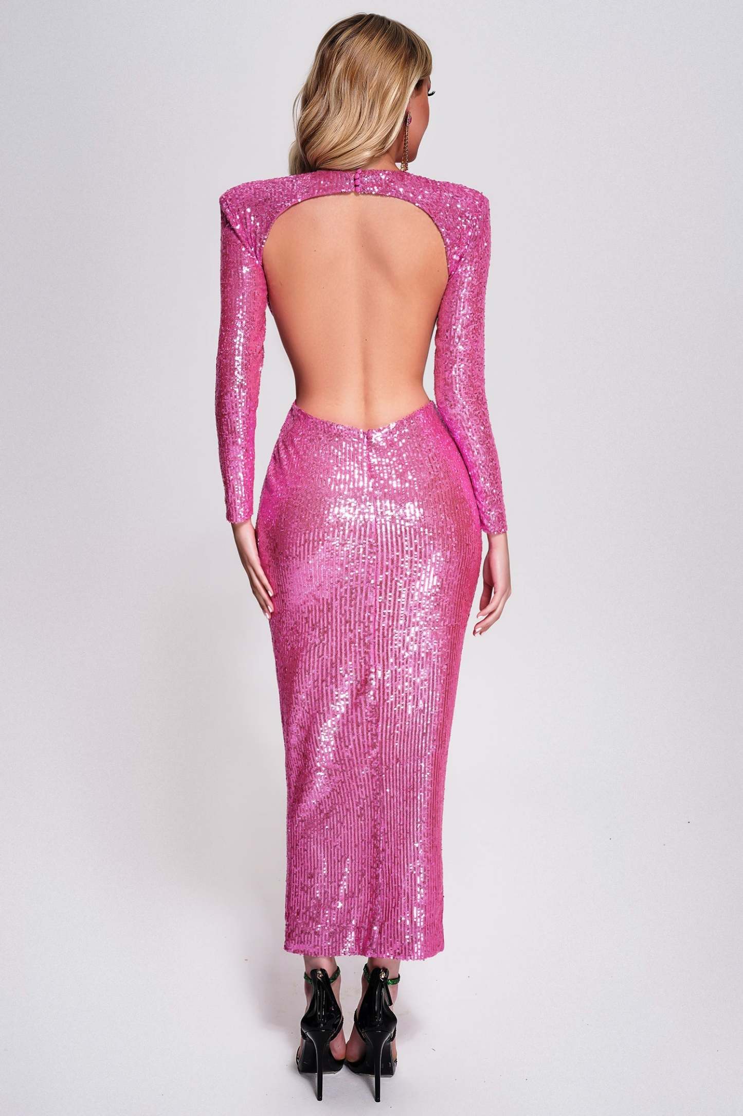 Venaa Sequin Cutout Maxi Dress - Pink-Mix MIx Style